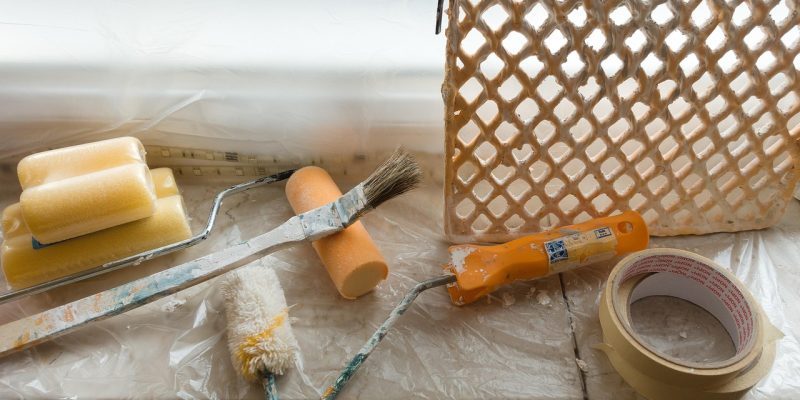 renovate, painting work, painting, to brush, work, colour, renovation, roller, ink roller, craft, painter's tape, foil, protective film, drip grid